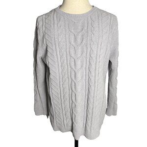 J. Jill Chenille Cable Knit Sweater, Sz Large, Light Gray, Casual Soft Pullover